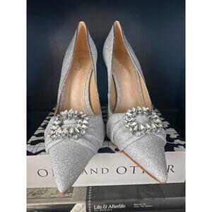 Schutz Meisho Glam Silver Glitter Pointed Toe Stiletto Heels – Size 9.5 – NWT